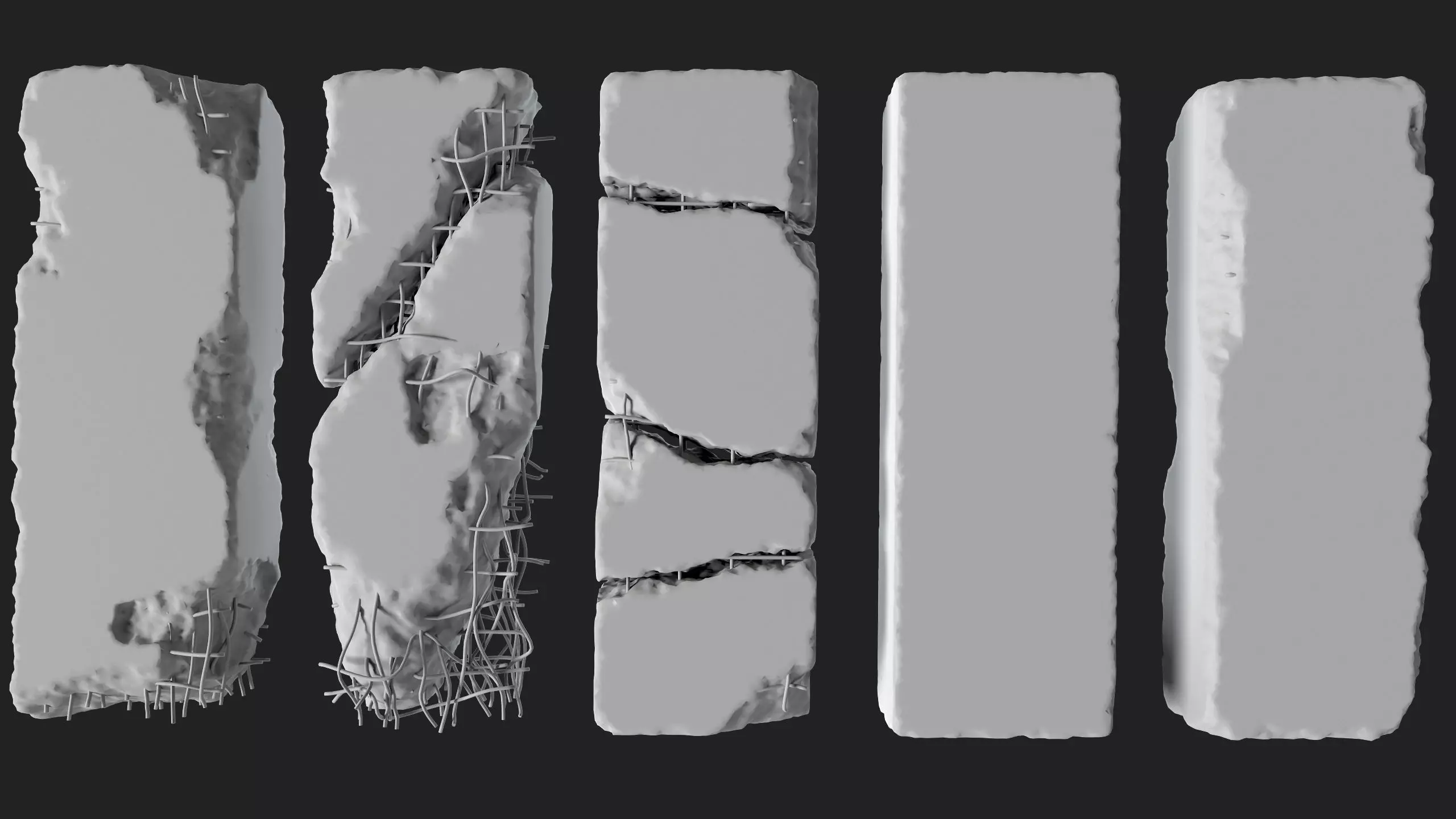 Concrete Slab Pack 01 - 5 Game Ready PBR Models 3D model_10