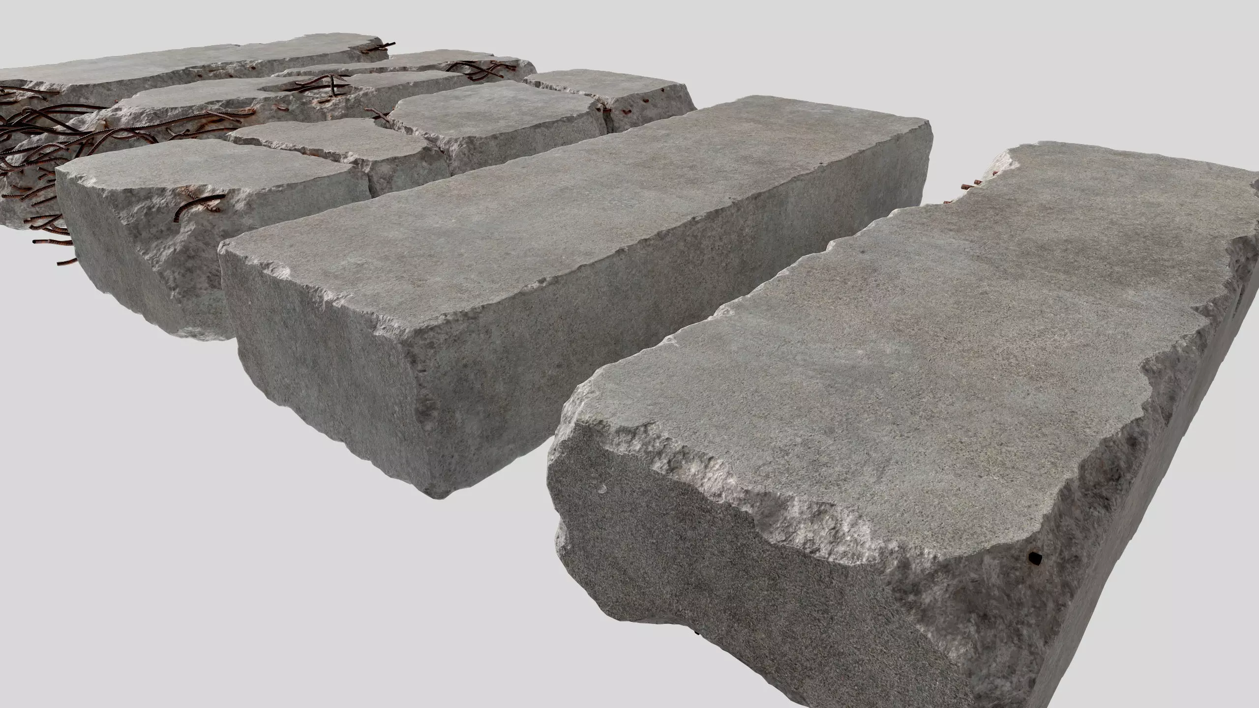 Concrete Slab Pack 01 - 5 Game Ready PBR Models 3D model_4