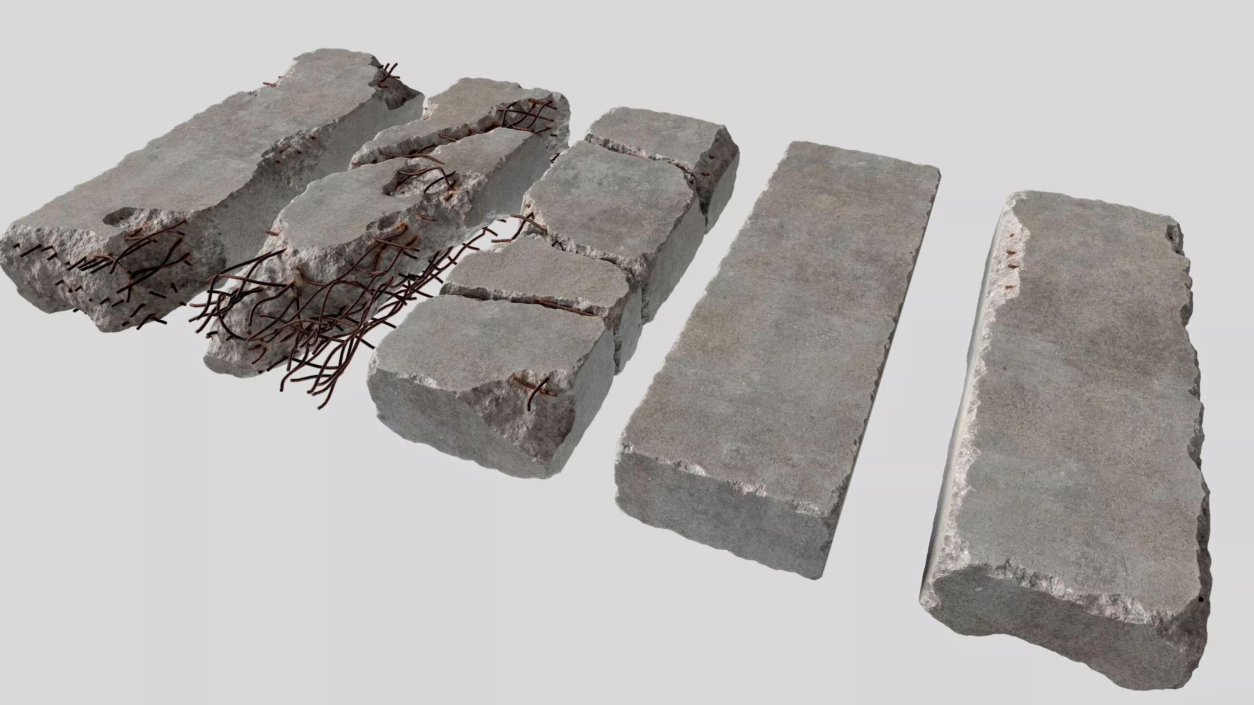 Concrete Slab Pack 01 - 5 Game Ready PBR Models 3D model_7