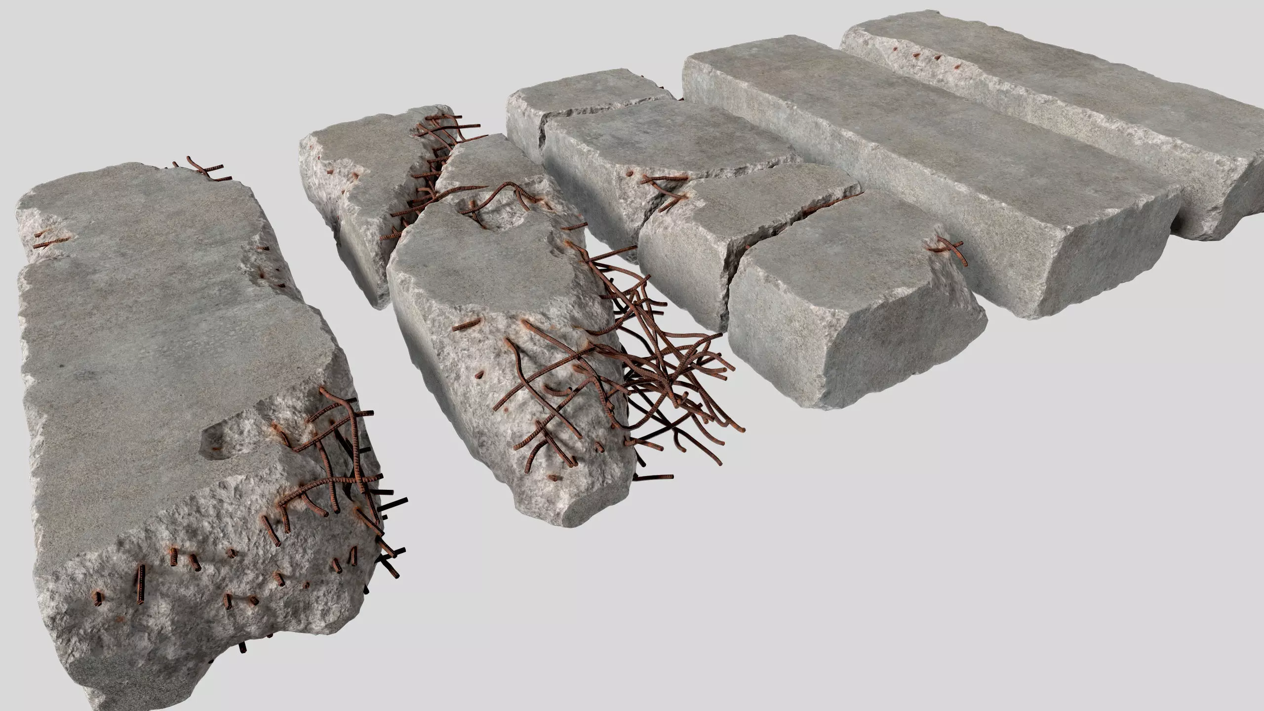 Concrete Slab Pack 01 - 5 Game Ready PBR Models 3D model_3