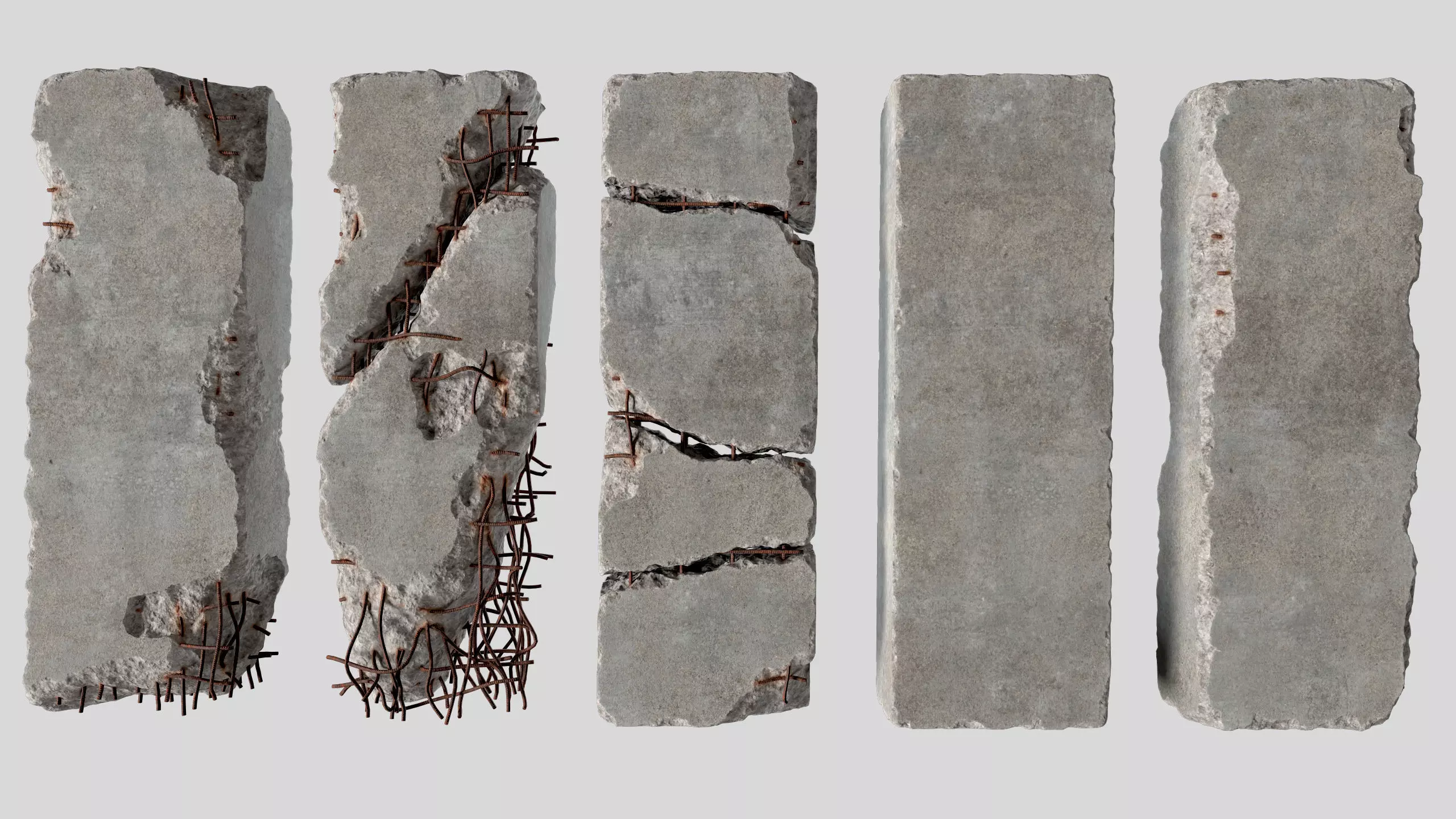 Concrete Slab Pack 01 - 5 Game Ready PBR Models 3D model_8