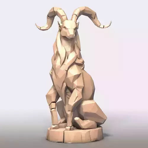 Low Poly Ram Ibex Decorative Figurine for 3D Printing
