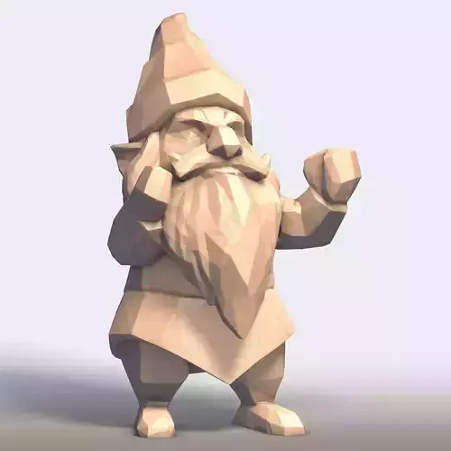 Gnome Cartoon Style 3D Figurine Low Poly