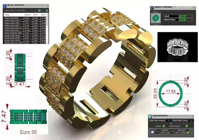 stl 3dm jewelry Ring The Shining Chain ror0058