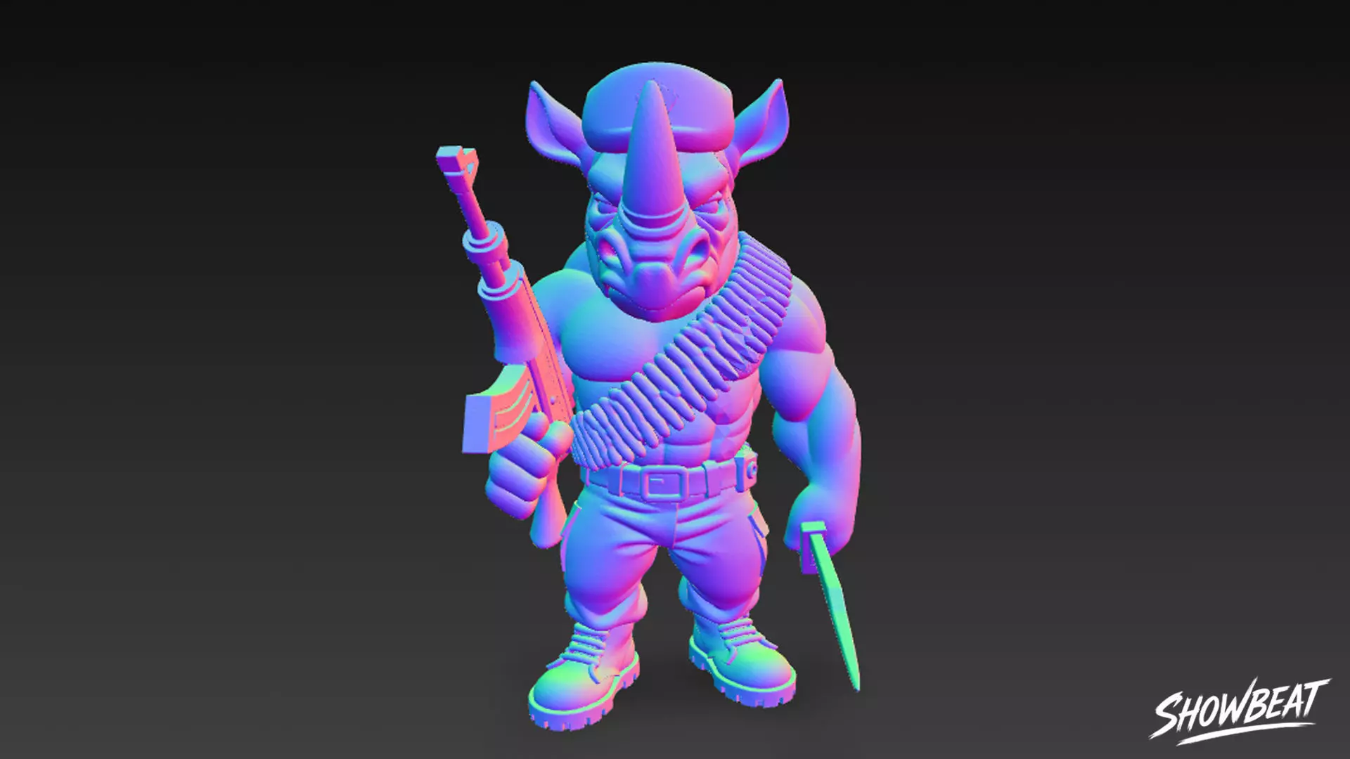 Rhinodino Dildorino - Italian Brainrot Low-poly 3D model_6