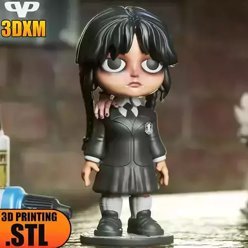 Wednesday Addams Chibi STL for 3D Printing 3DXM ChibiSTL