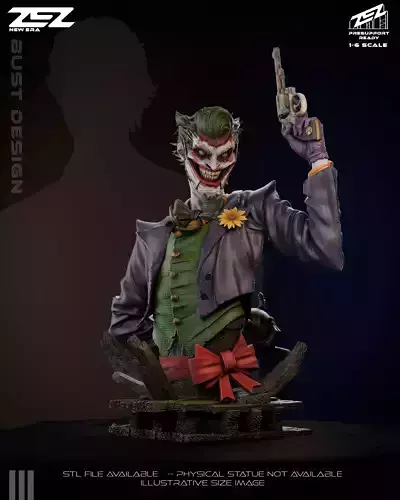 Joker Bust 3D Digital STL File