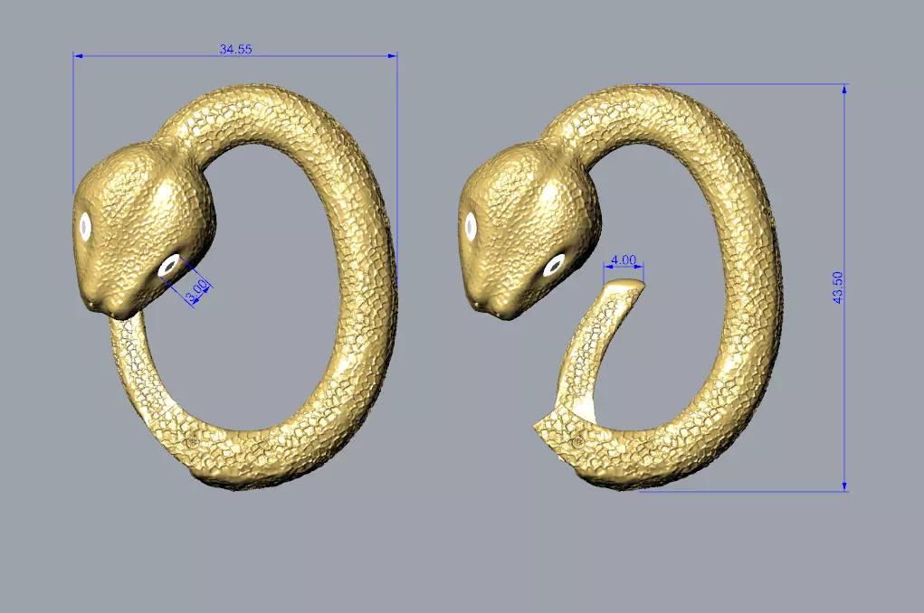 Snake Carabiner Clasp Unique Jewelry Necklaces Bracelets Lock 3D print model_2