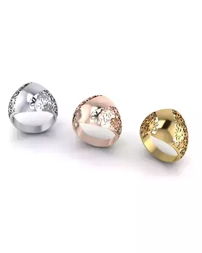 fusion flower pattern gold ring 