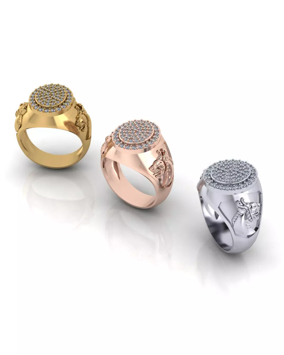 pave setting signet jewelry ring 3D print model