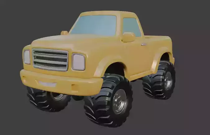 Cartoon Yellow Truck Car Model for 3D Print 3D print model