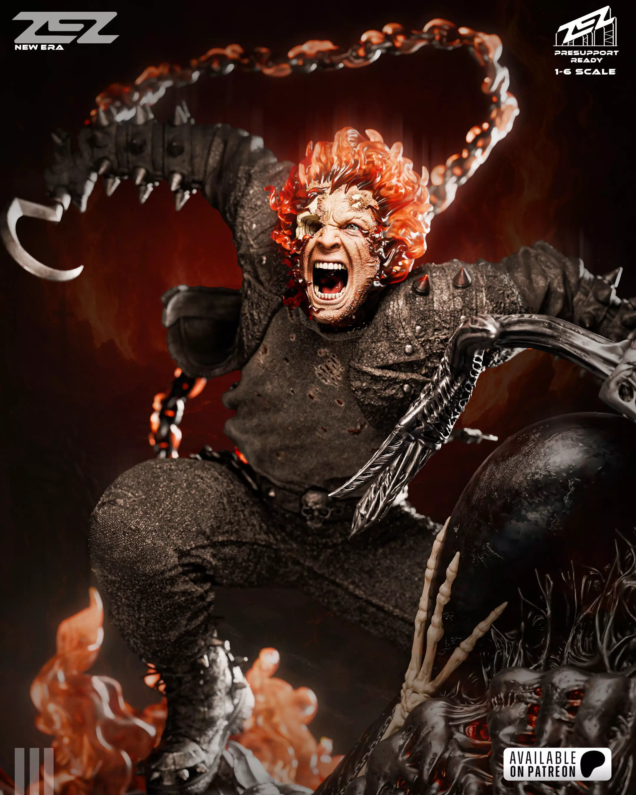 Ghost Rider 3D Digital STL File 3D print model_6