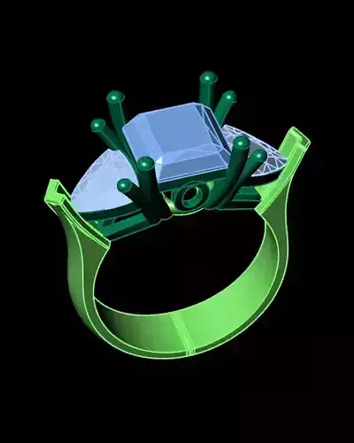 emerald and triangle jewelry ring