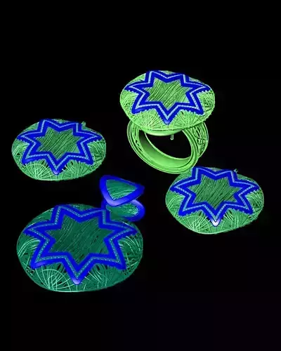 free fusion gold set ring earring pendant Free 3D print model