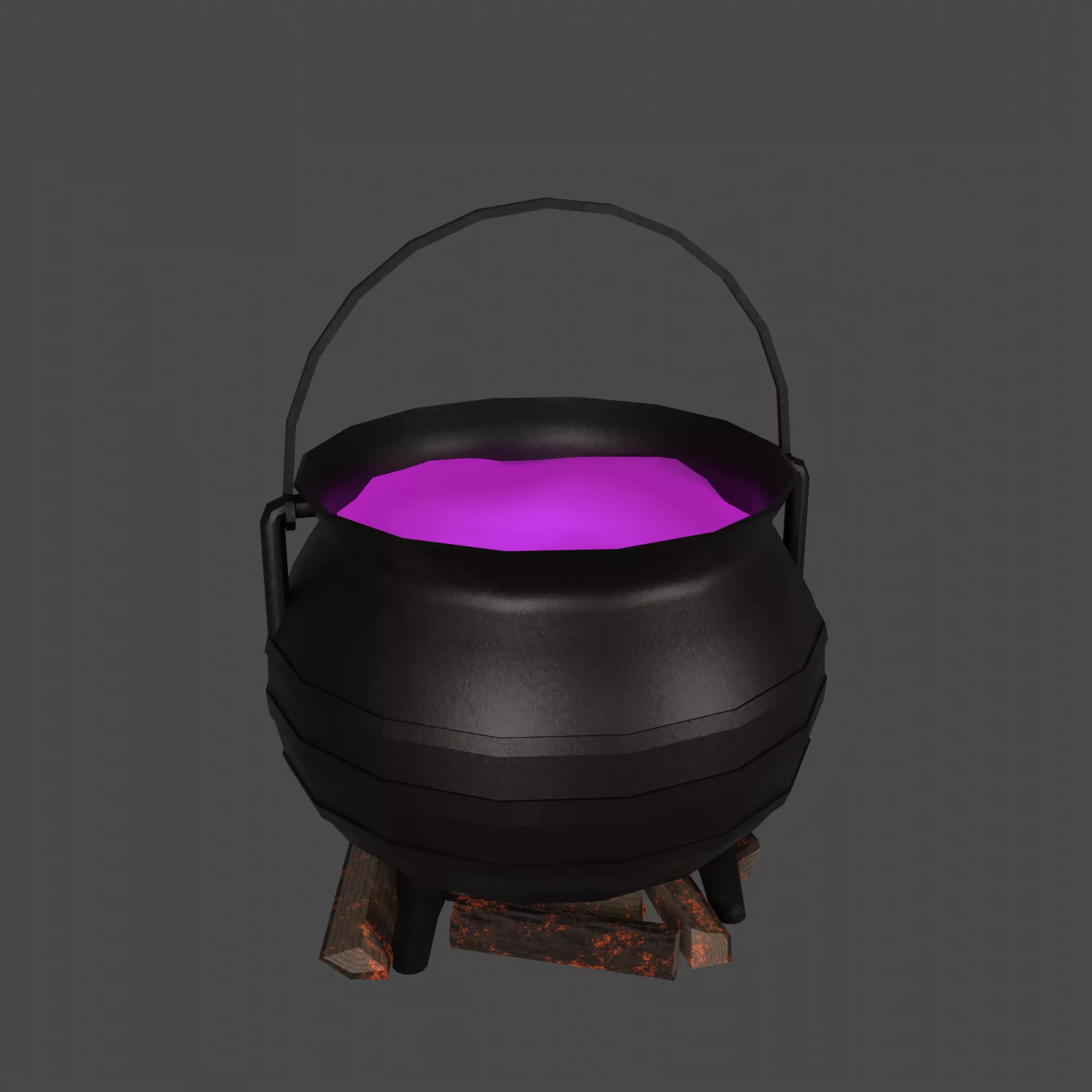 Witch Cauldron With Potion Low-poly 3D model_2