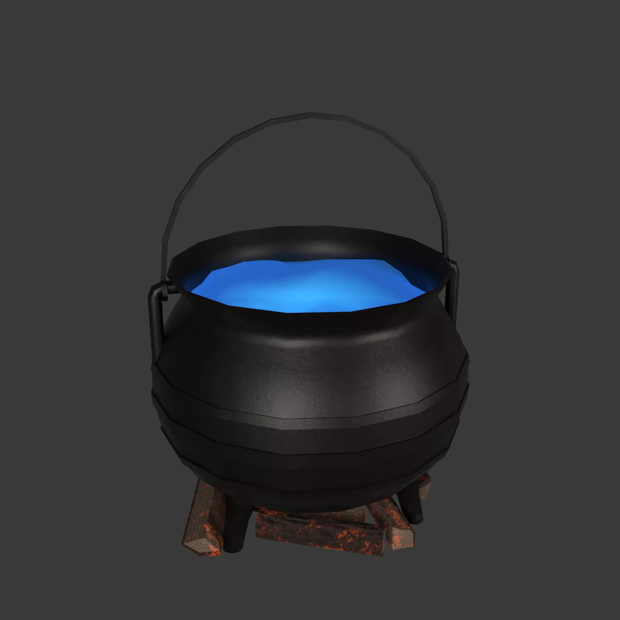 Witch Cauldron With Potion Low-poly 3D model_3