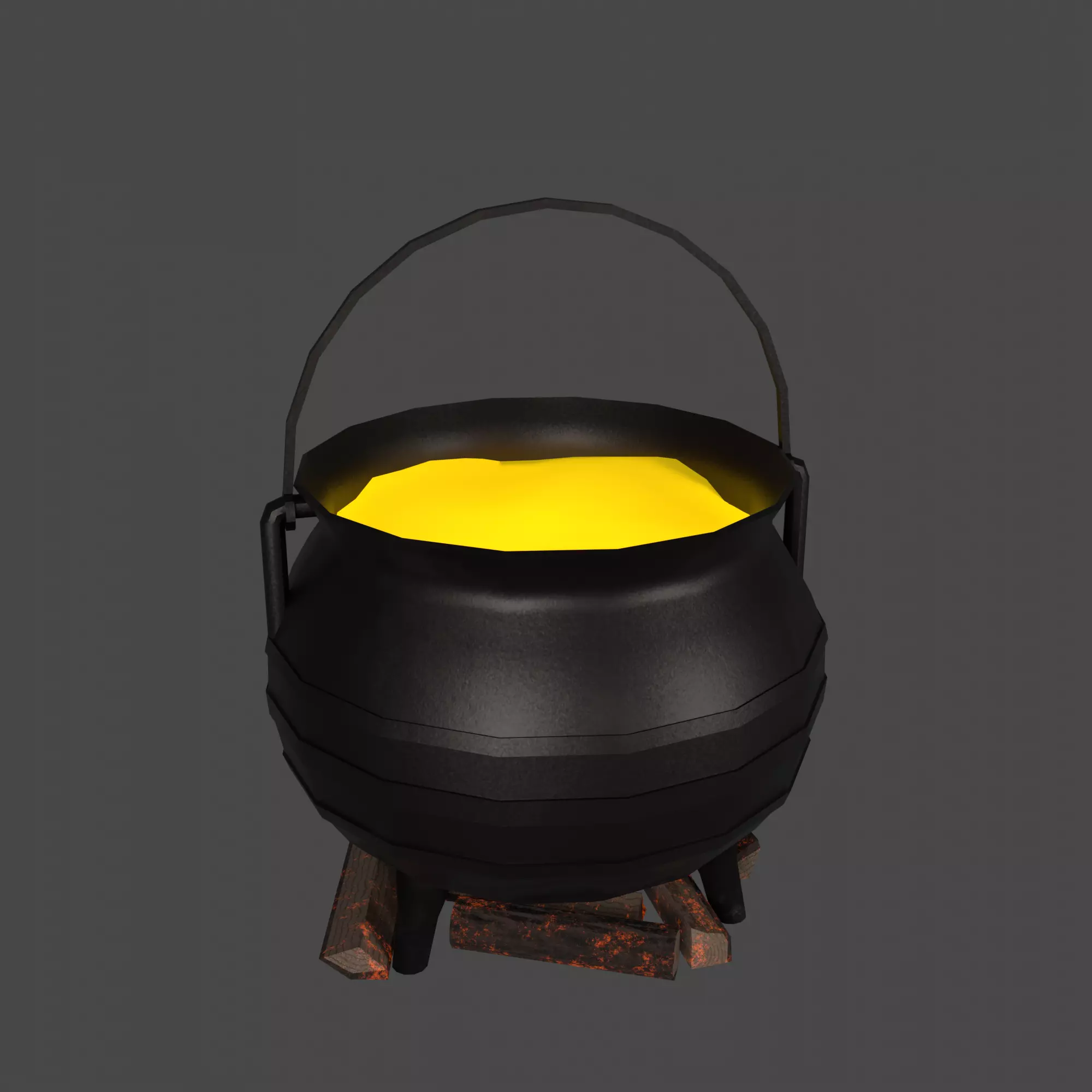 Witch Cauldron With Potion Low-poly 3D model_4