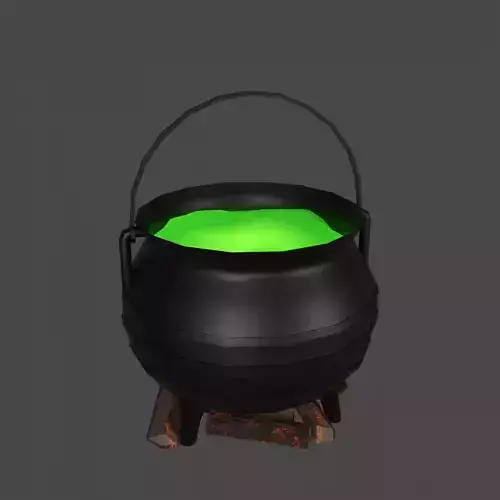 Witch Cauldron With Potion Low-poly 3D model Witch Cauldron With Potion Low-poly 3D model