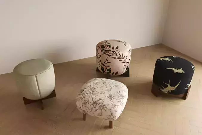 Four stools are shown in the picture