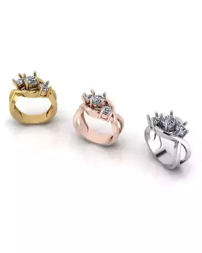 3 diamond by pass jewelry ring