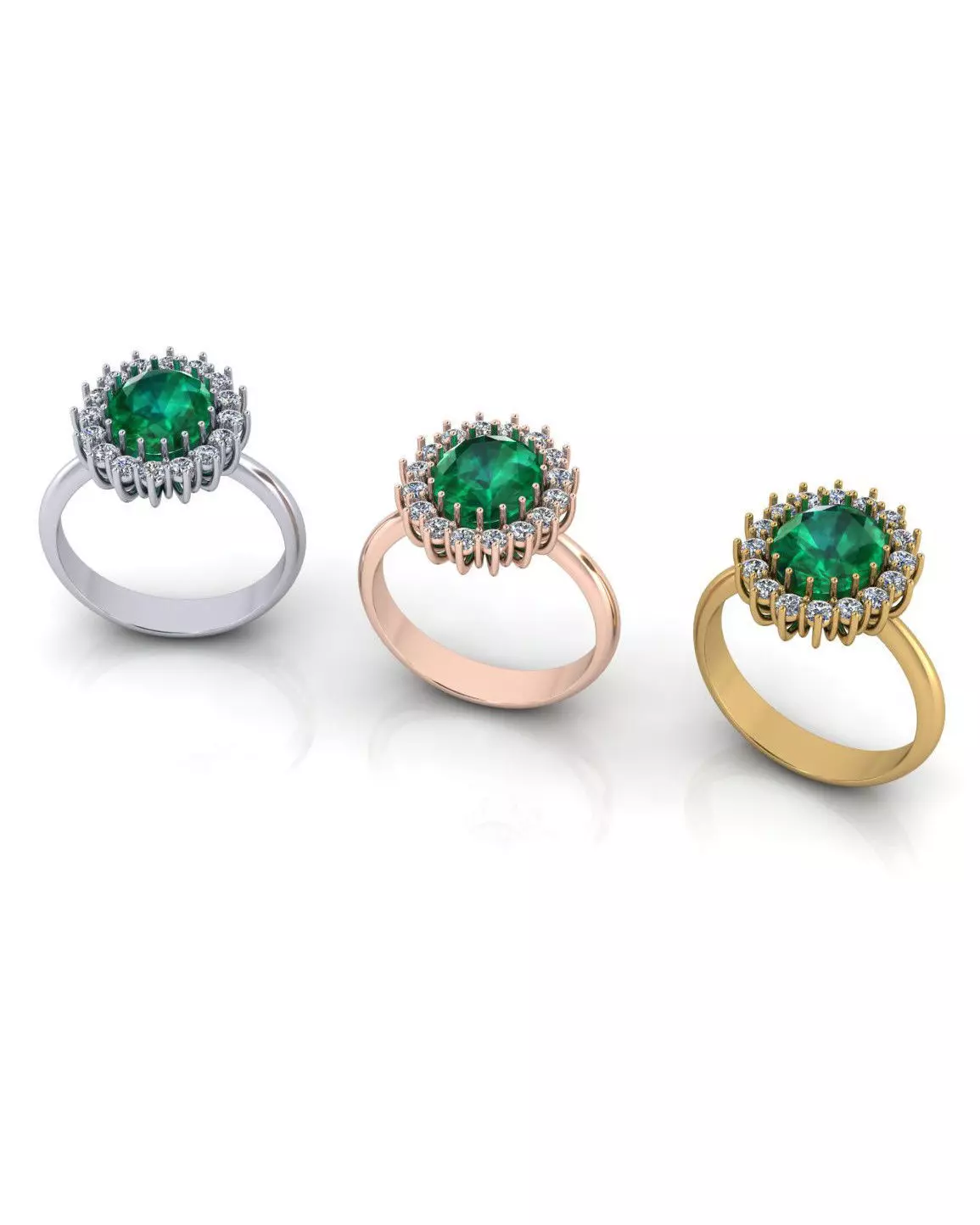 emerald oval halo cluster ring 3D print model_4