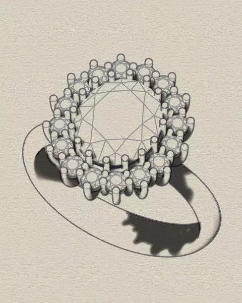 emerald oval halo cluster ring 3D print model_5