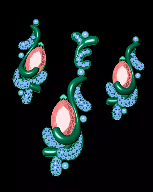 marquise jewelry set earring ring and pendant 3D print model