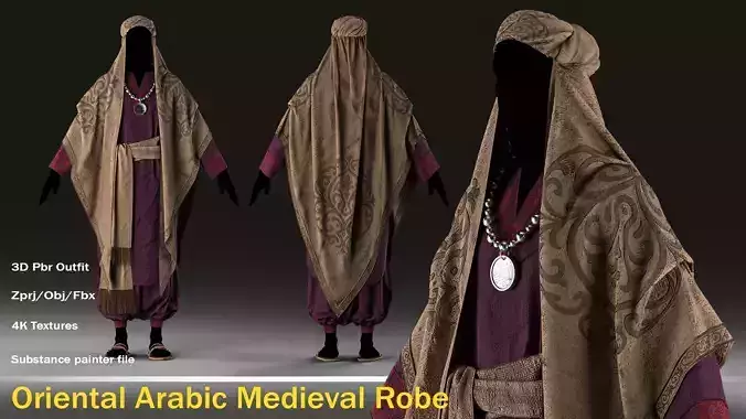Oriental Arabic Medieval Robe With 4K Textures