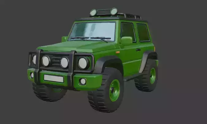 cartoon green jeep for 3D Printing
