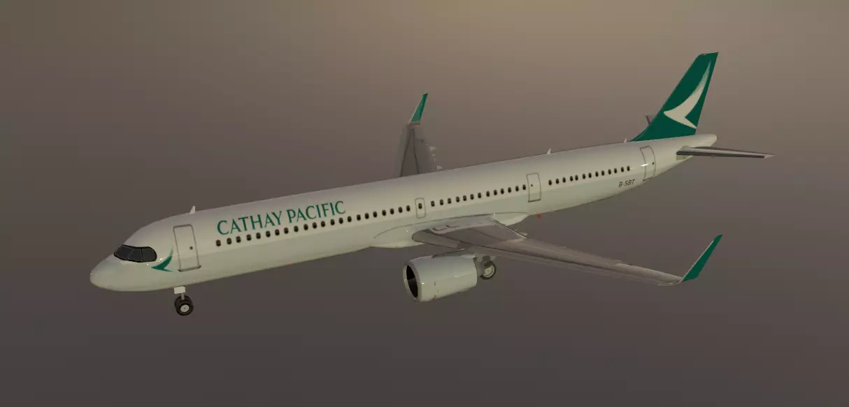 Cathay Pacific Airbus a321neo low poly 3D model Low-poly 3D model_11