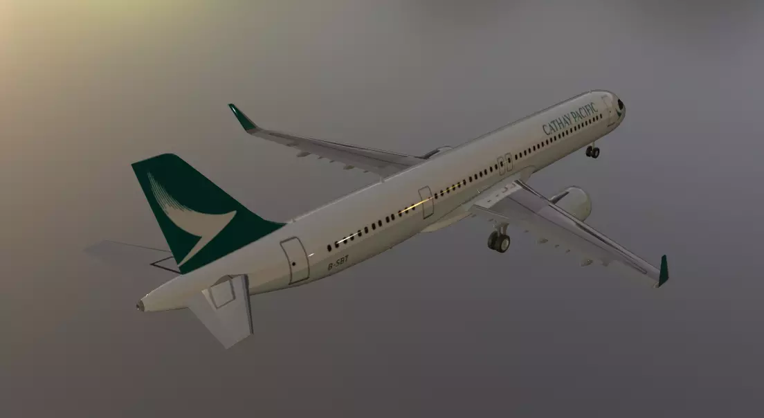 Cathay Pacific Airbus a321neo low poly 3D model Low-poly 3D model_5