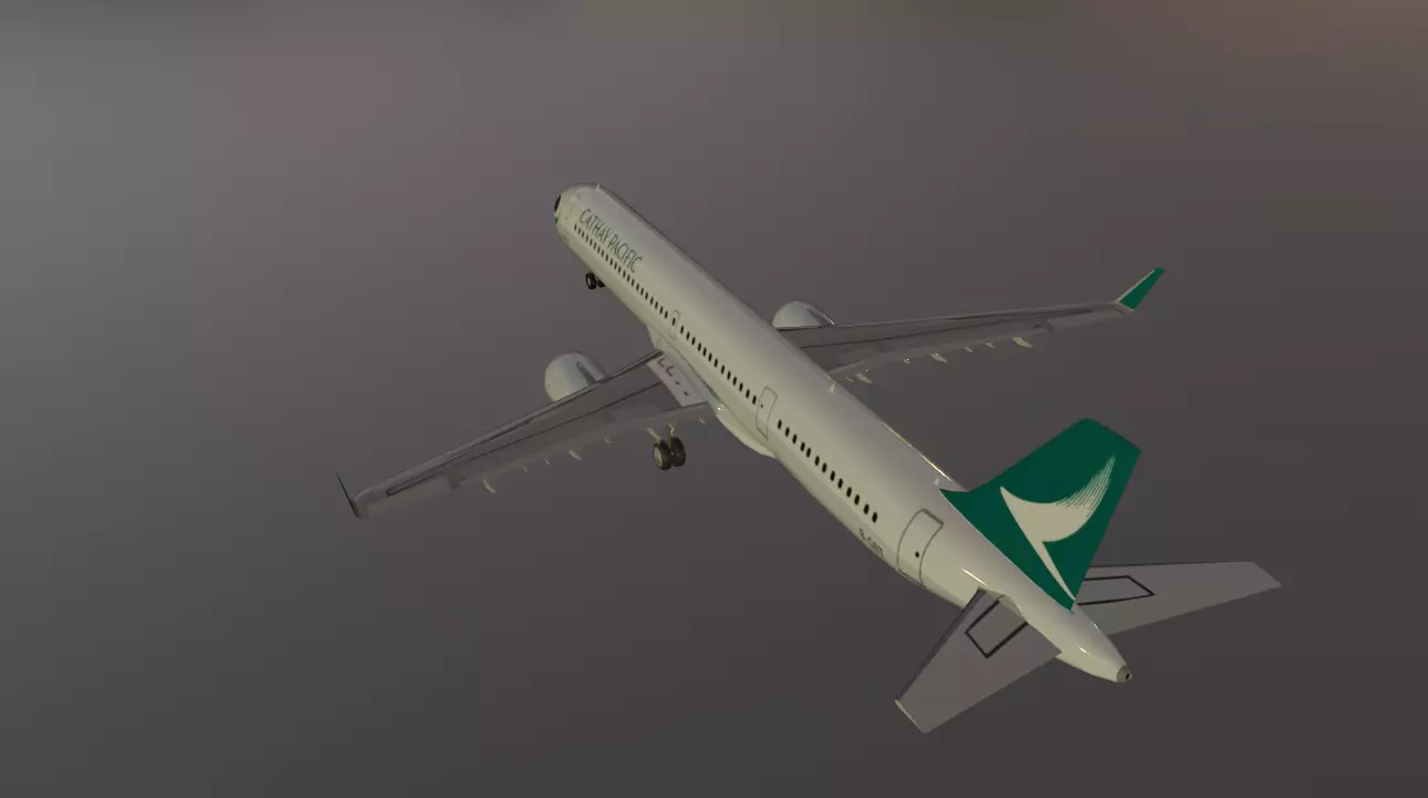 Cathay Pacific Airbus a321neo low poly 3D model Low-poly 3D model_3