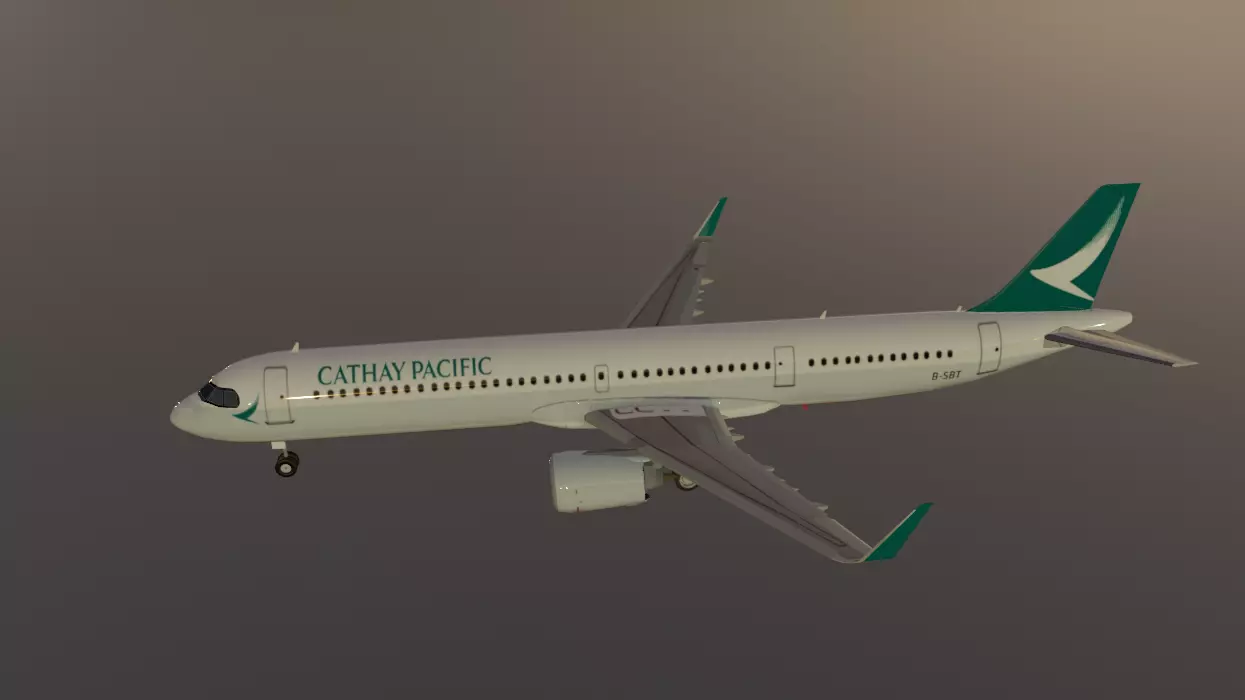 Cathay Pacific Airbus a321neo low poly 3D model Low-poly 3D model_1