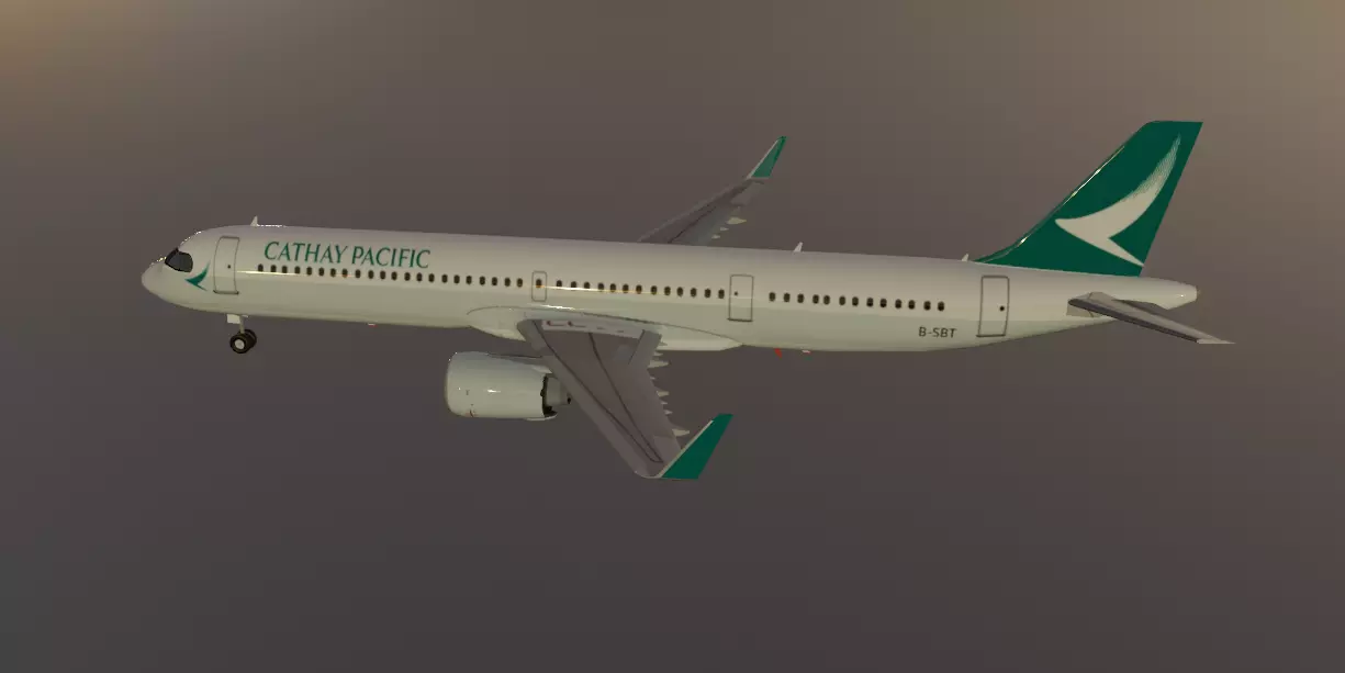 Cathay Pacific Airbus a321neo low poly 3D model Low-poly 3D model_12