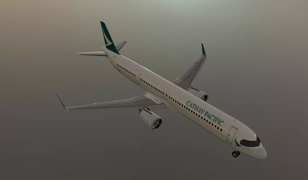 Cathay Pacific Airbus a321neo low poly 3D model Low-poly 3D model_8