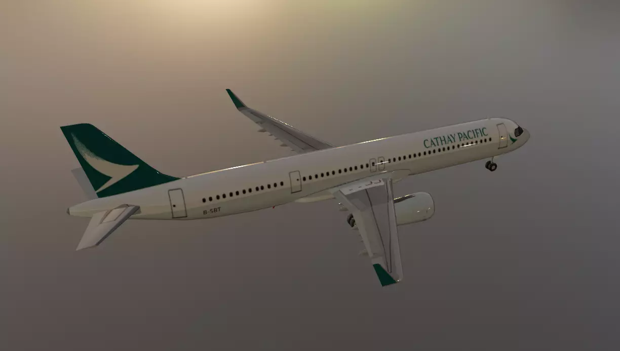 Cathay Pacific Airbus a321neo low poly 3D model Low-poly 3D model_6