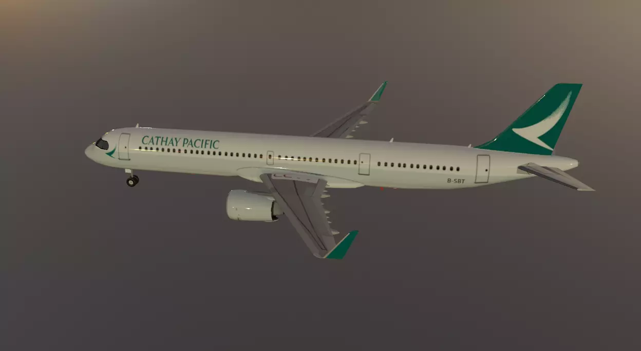 Cathay Pacific Airbus a321neo low poly 3D model Low-poly 3D model_2