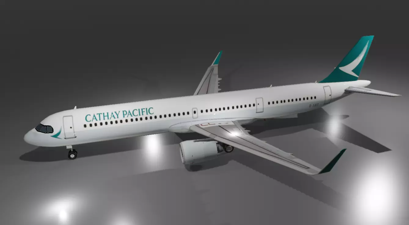 Cathay Pacific Airbus a321neo low poly 3D model Low-poly 3D model_0