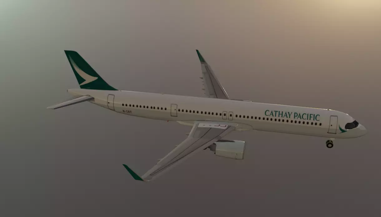 Cathay Pacific Airbus a321neo low poly 3D model Low-poly 3D model_7