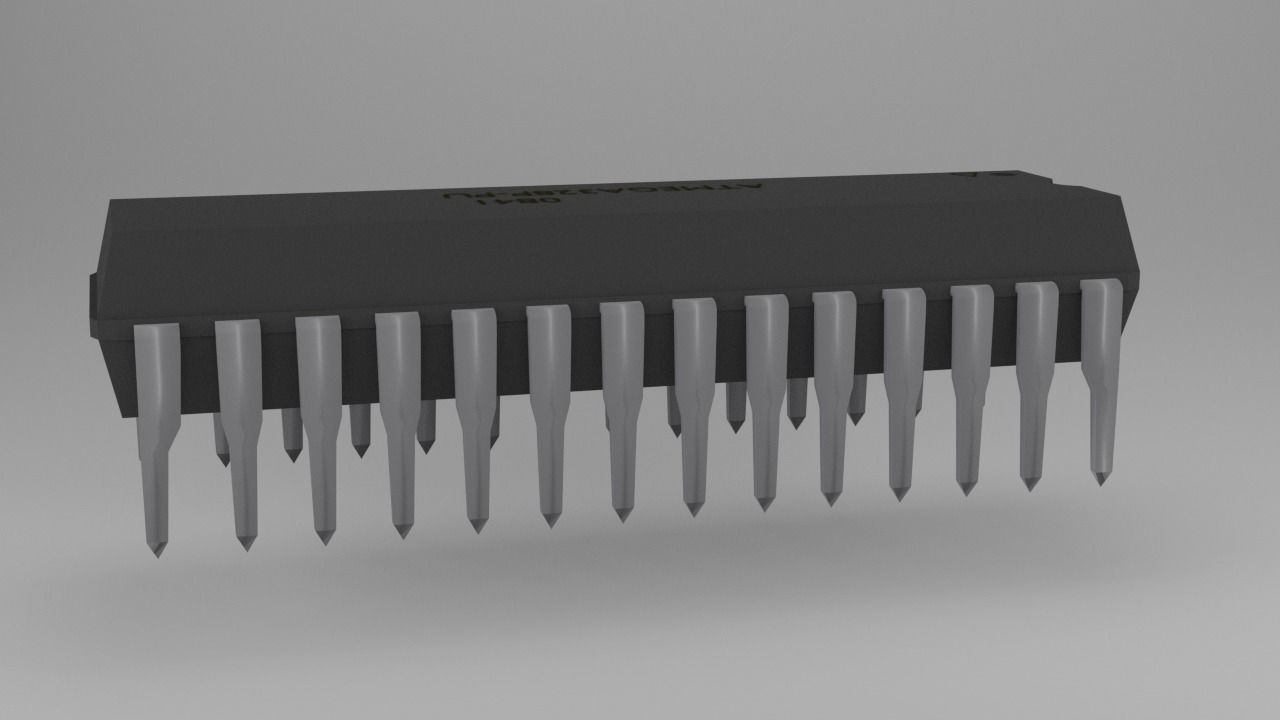 ATMega328P-PU Microcontroller Free low-poly 3D model_19