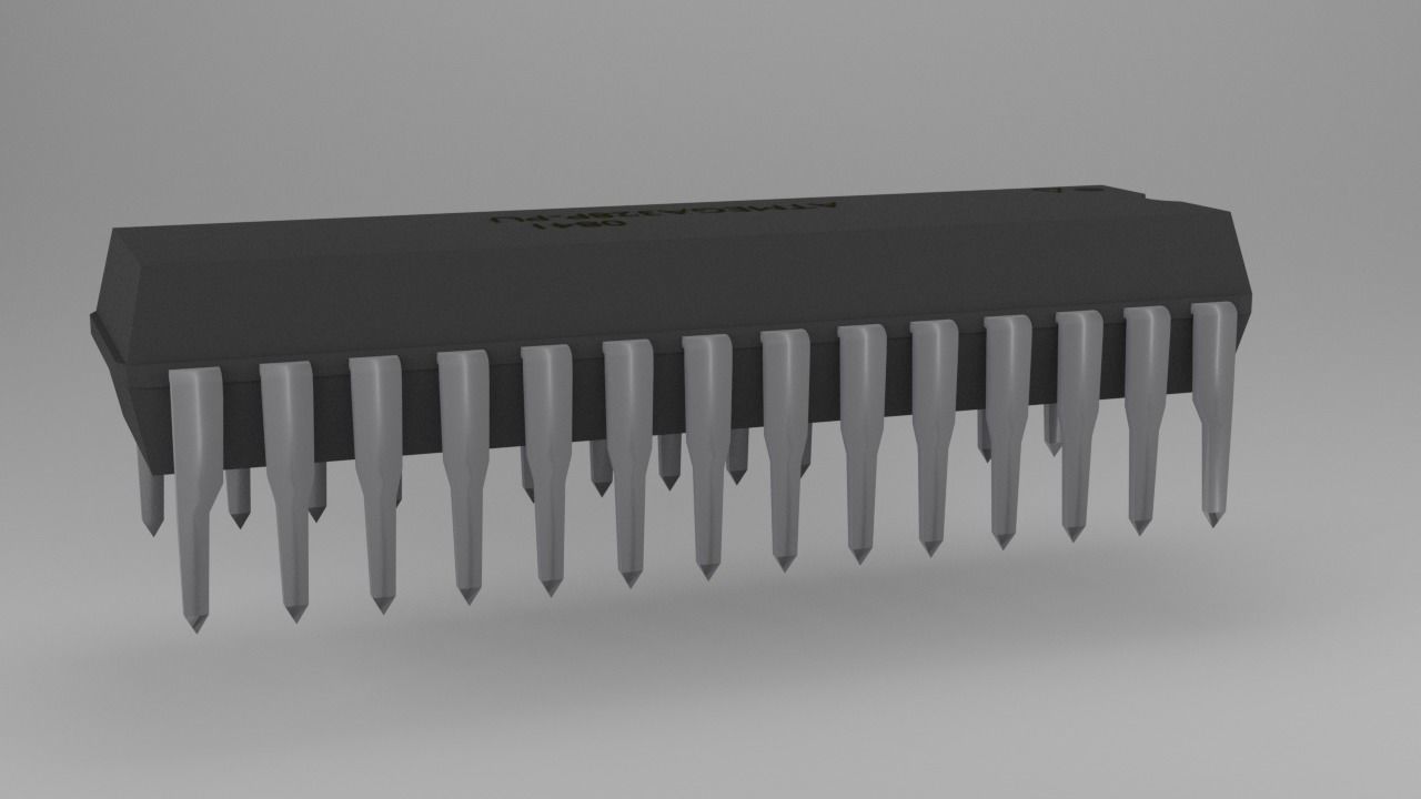 ATMega328P-PU Microcontroller Free low-poly 3D model_21