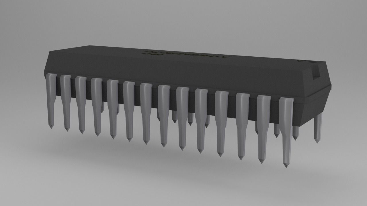 ATMega328P-PU Microcontroller Free low-poly 3D model_13