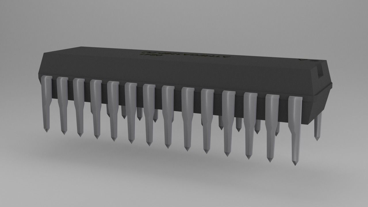 ATMega328P-PU Microcontroller Free low-poly 3D model_14