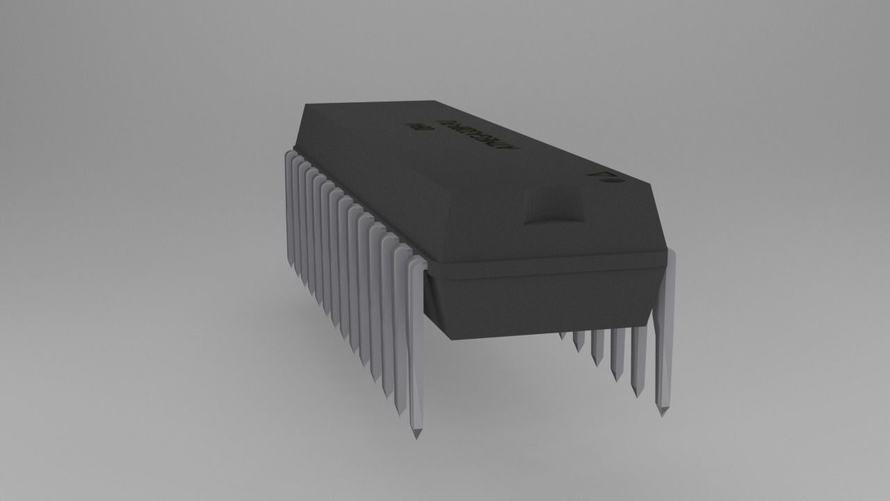 ATMega328P-PU Microcontroller Free low-poly 3D model_1