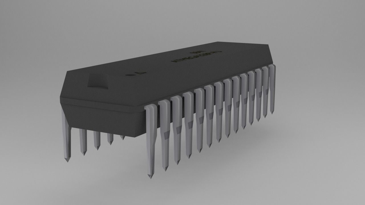 ATMega328P-PU Microcontroller Free low-poly 3D model_66