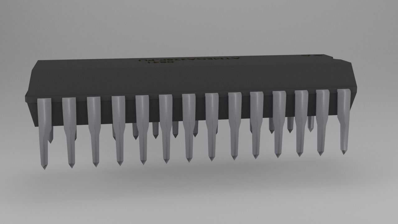 ATMega328P-PU Microcontroller Free low-poly 3D model_20
