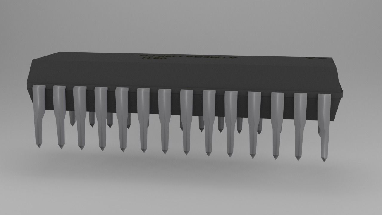 ATMega328P-PU Microcontroller Free low-poly 3D model_16