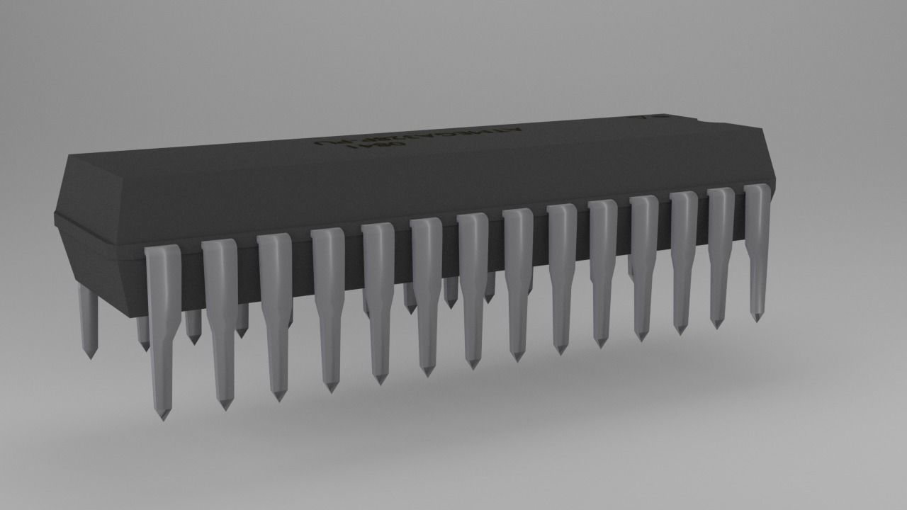 ATMega328P-PU Microcontroller Free low-poly 3D model_24