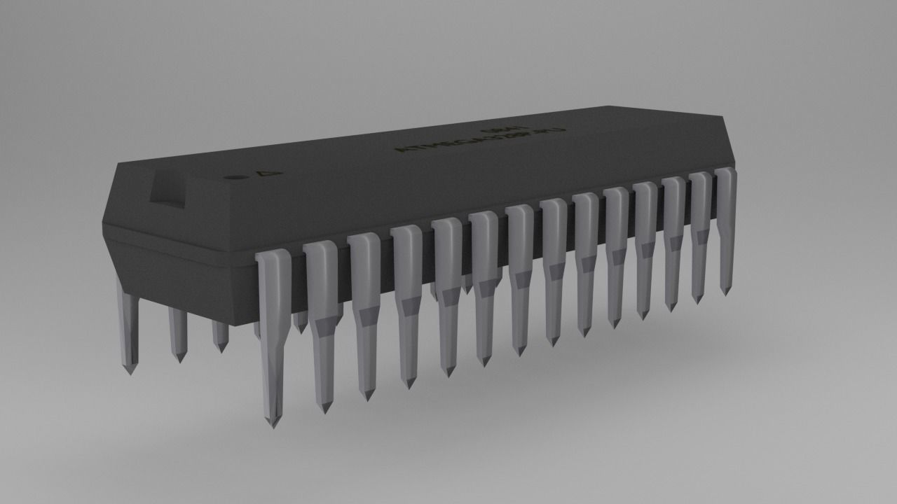 ATMega328P-PU Microcontroller Free low-poly 3D model_64
