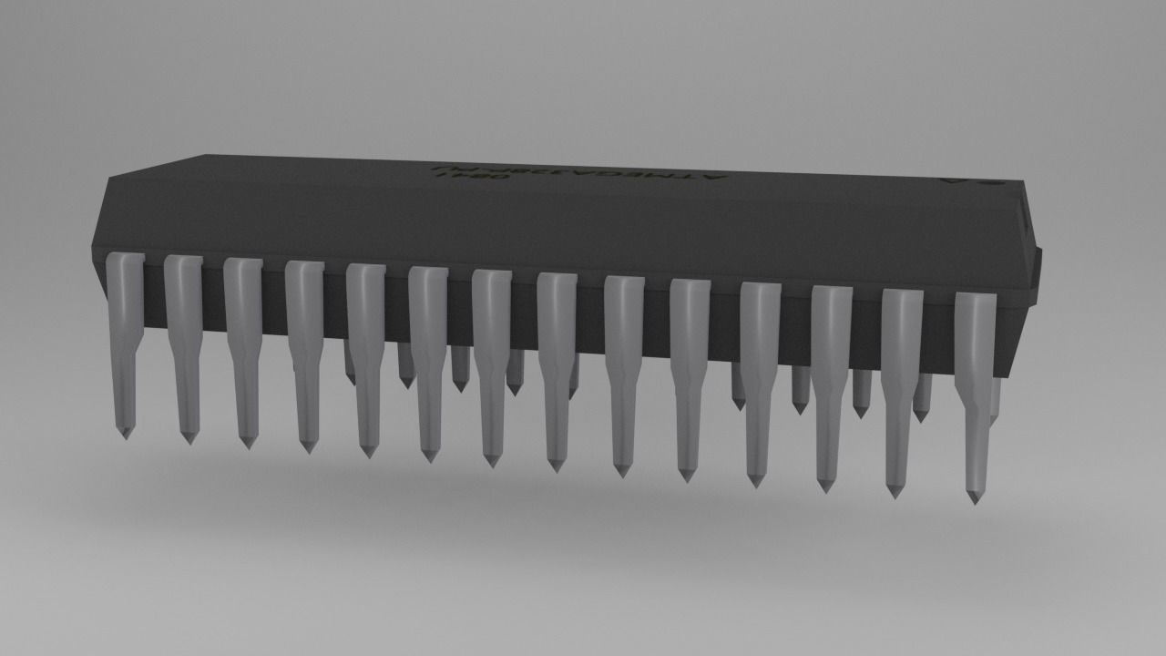ATMega328P-PU Microcontroller Free low-poly 3D model_12
